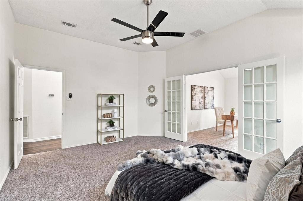 1110 Harvard Lane, Allen, TX 75002 Primary Bedroom with In wall wiring for mounted TV hidden behind shelf