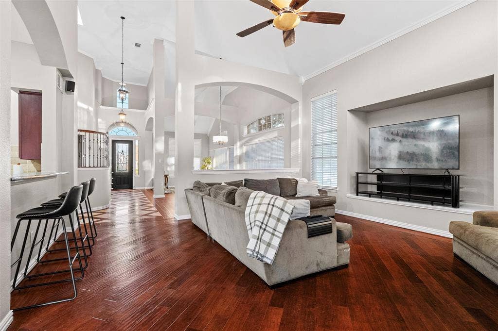 Expansive open concept design showcasing elegant architectural details.