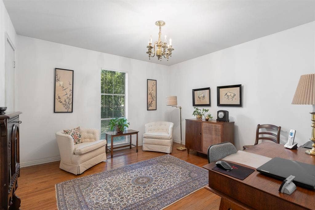 13828 Hillcrest Road, Dallas, TX 75240 Bedroom 2- Wood Floors, Currently used as Home Office.