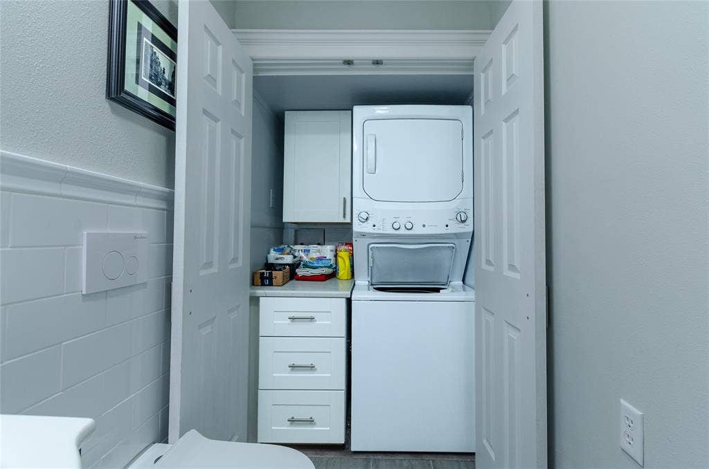 3613 Windmill Hill Street, Waco, TX 76710 Built-in stacked laundry appliances within a dedicated closet