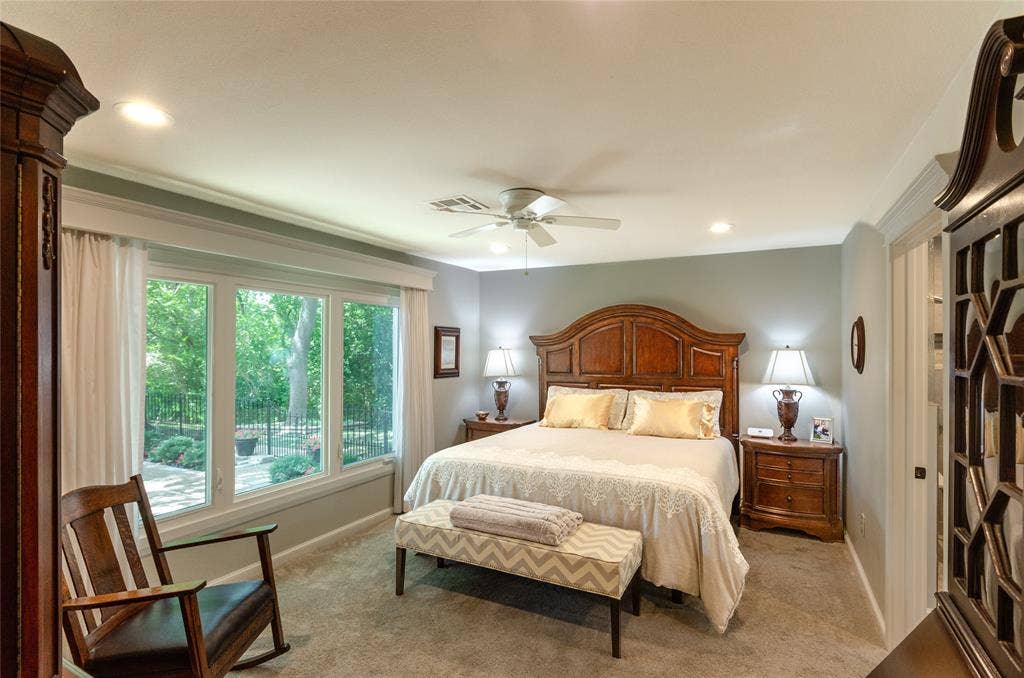 3613 Windmill Hill Street, Waco, TX 76710 Recessed lighting with crown molding, ceiling fan, and large bay windows