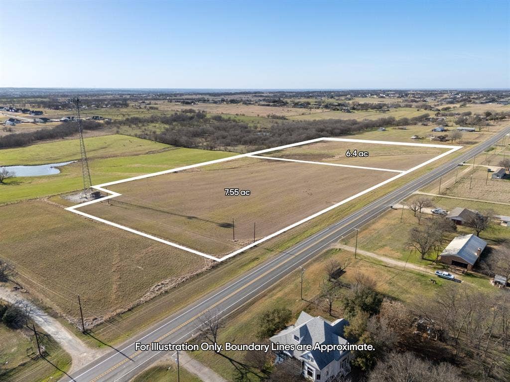 5854 Old Lorena Road, Lorena, TX 76655 Expansive undeveloped land featuring a cleared, level terrain, direct road frontage, and a substantial 7.55-acre parcel
