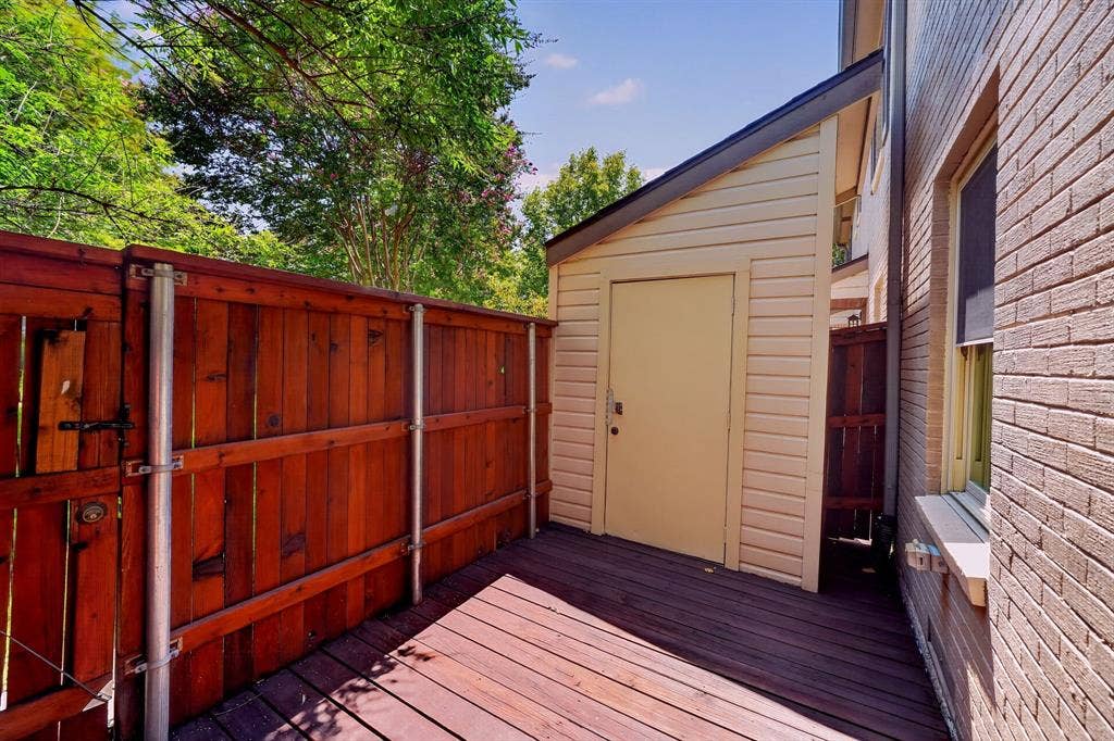 6435 Oriole Drive, #6435, Dallas, TX 75209 The enclosed private deck and storage building.