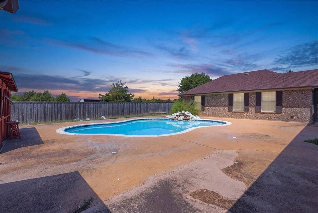 5642 County Road 597, Farmersville, TX 75442 Virtual Photo to depict the pool area at twiligght.