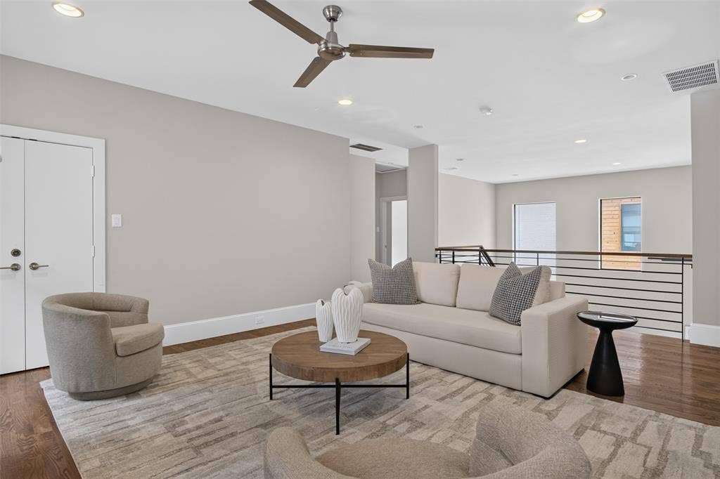 5328 Manett Street, Dallas, TX 75206 Hardwood flooring, recessed lighting, and a modern ceiling fan