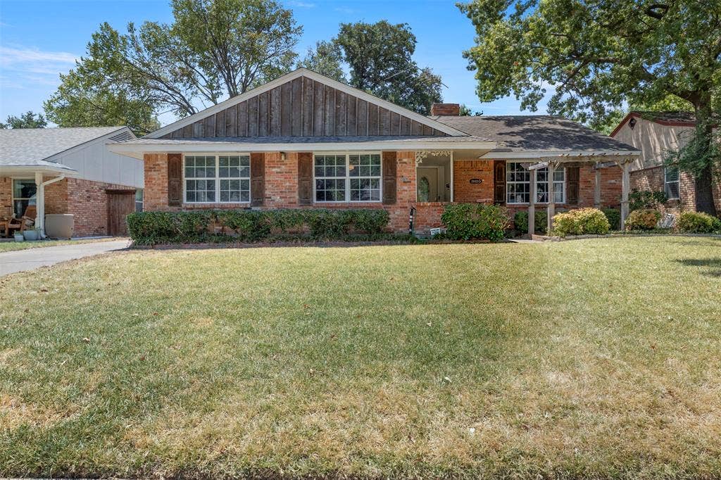 Brick exterior with wood siding accents
