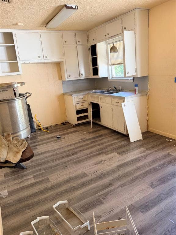 313 Lawndale Street, Robinson, TX 76706 Kitchen area featuring wood-like-finish flooring and a corner sink