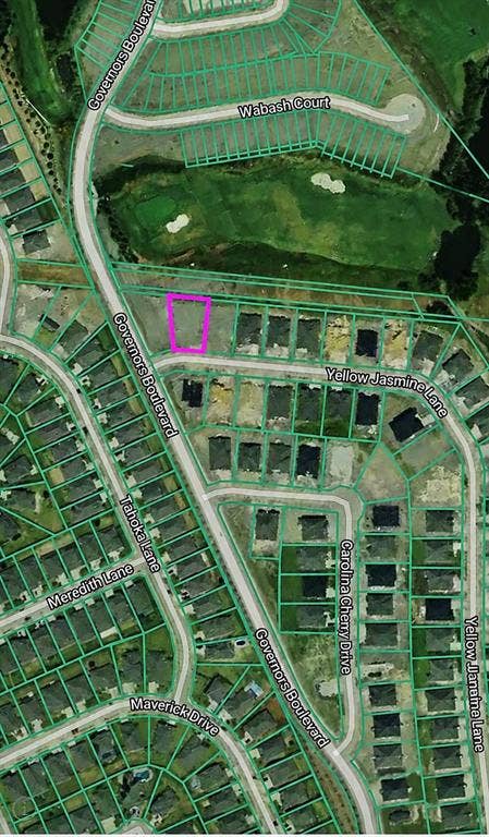 4007 Yellow Jasmine Lane, Heath, TX 75126 Aerial Map. Displaying the property's boundaries and surrounding geographical features