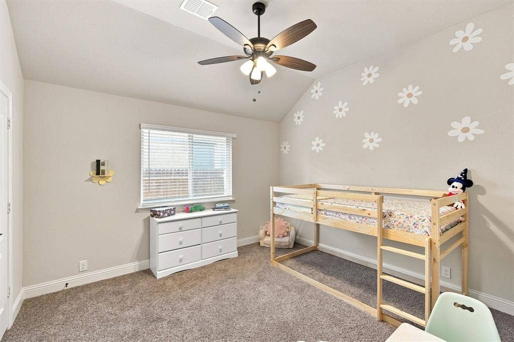 Bedrooms are equipped with ceiling fans, blinds and plush carpet