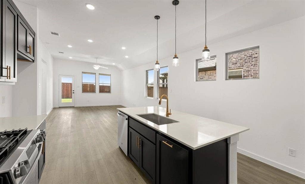 3643 Castle Drive, Celina, TX 75009 Open Kitchen-Living-Dining Room Representative Photo featuring the Noir Collection