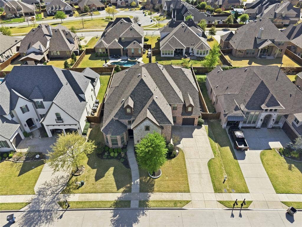 2801 Seabiscuit Road, Celina, TX 75009 Aerial view of the large lot with lots of parking