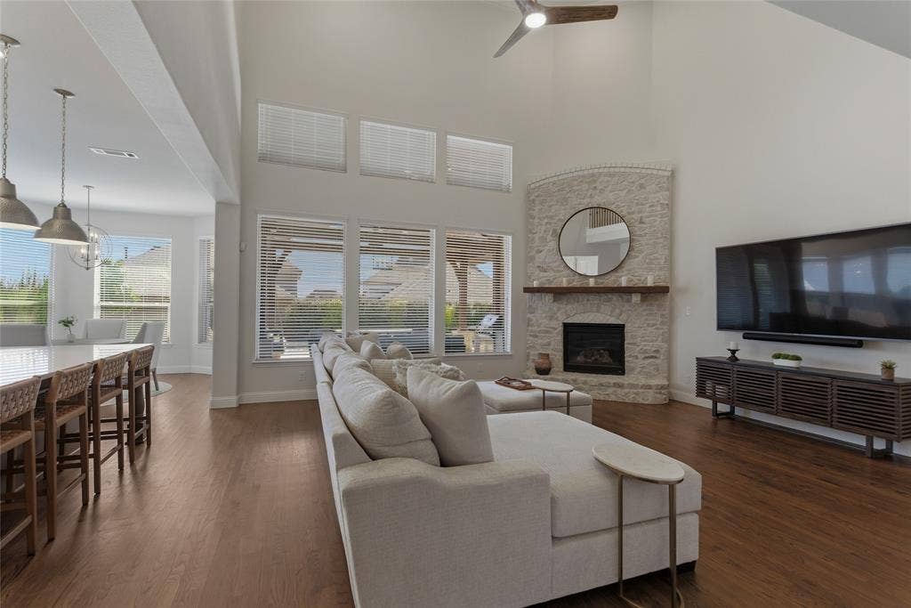 2801 Seabiscuit Road, Celina, TX 75009 Large living room with fireplace