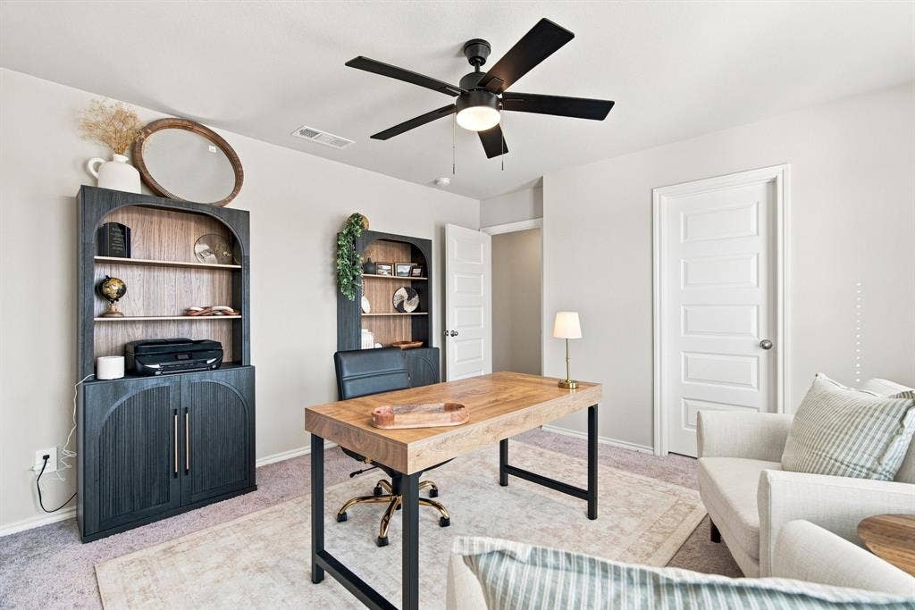 2245 Bellatrix Drive, Haslet, TX 76052 upstairs flex room with a closet. Being used as the office