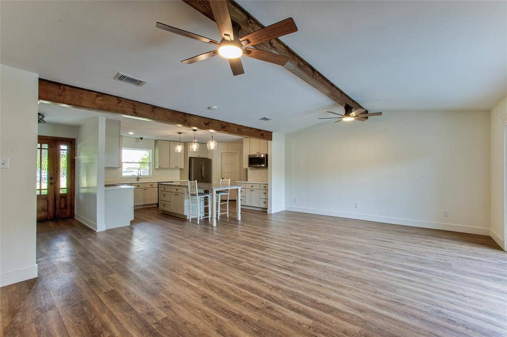View Across the Full Length Living Room & into the Kitchen.