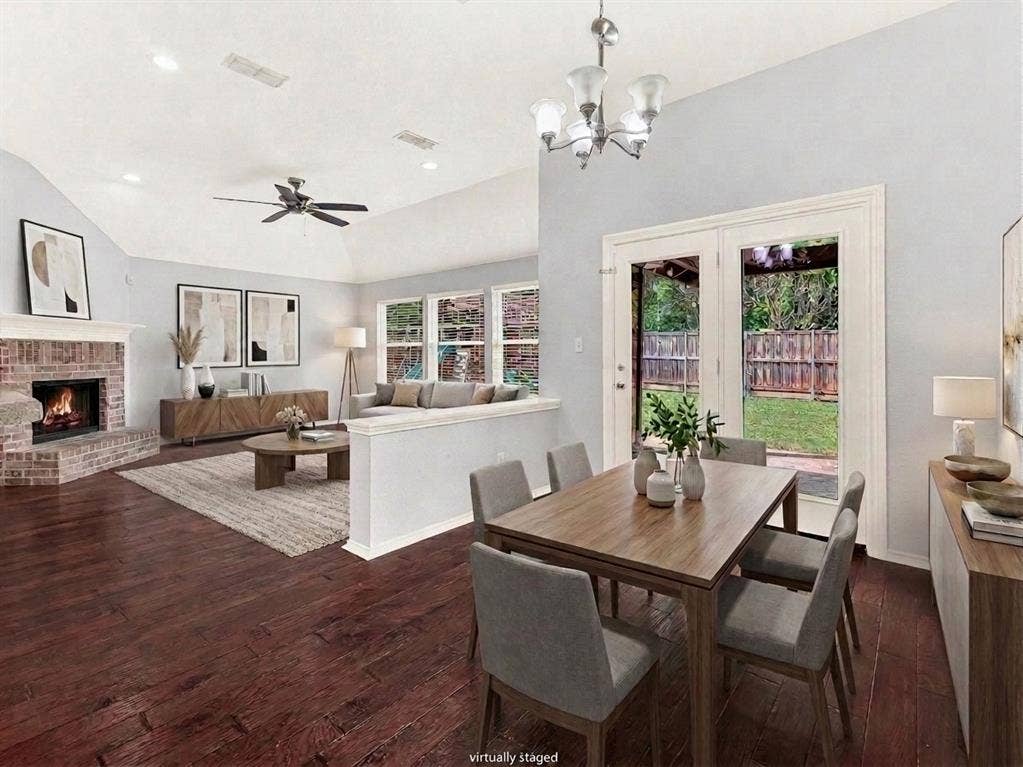 7409 High Point Drive, Sachse, TX 75048 Second dining area and living room with views of the backyard