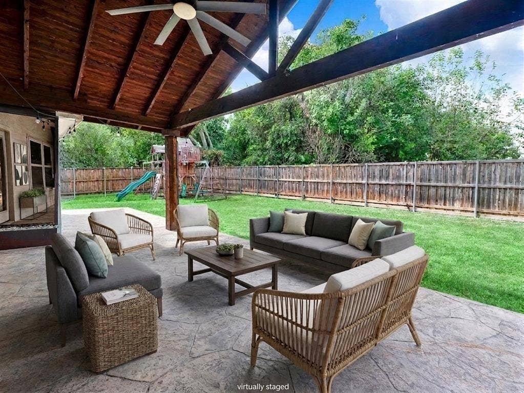 7409 High Point Drive, Sachse, TX 75048 Extended and covered patio, perfect for morning coffee or evening entertaining