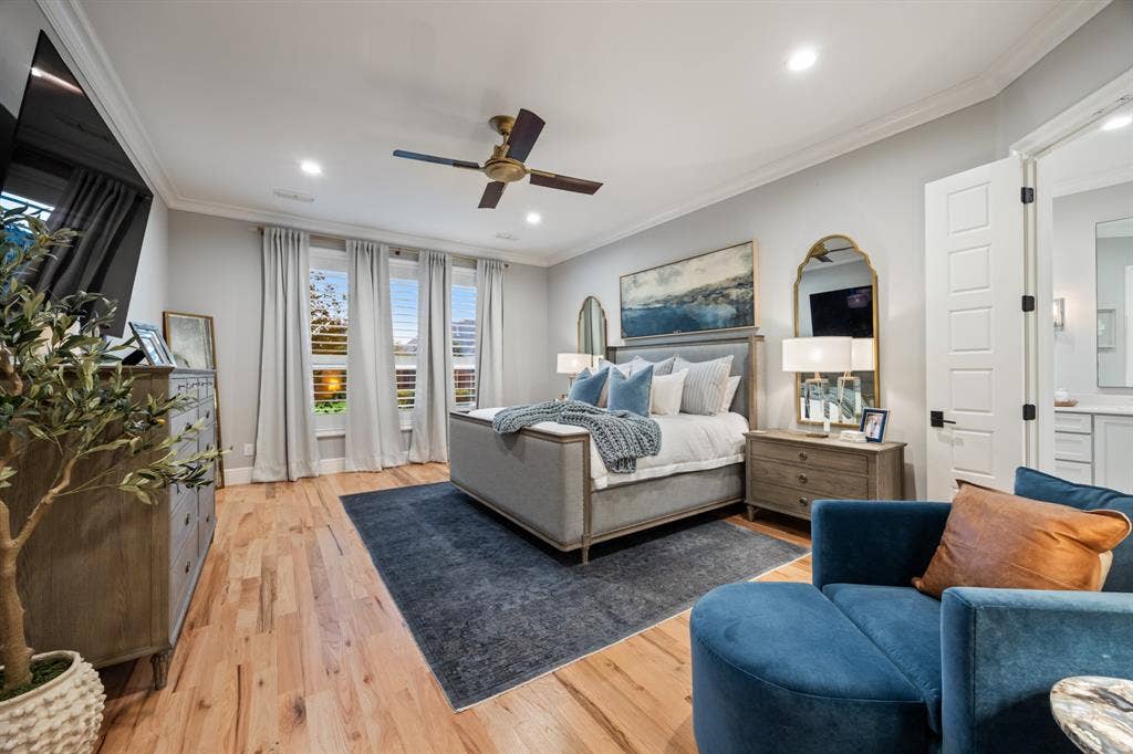 2201 Hanna Court, Midlothian, TX 76065 Light-filled primary bedroom offers a flexible space to unwind
