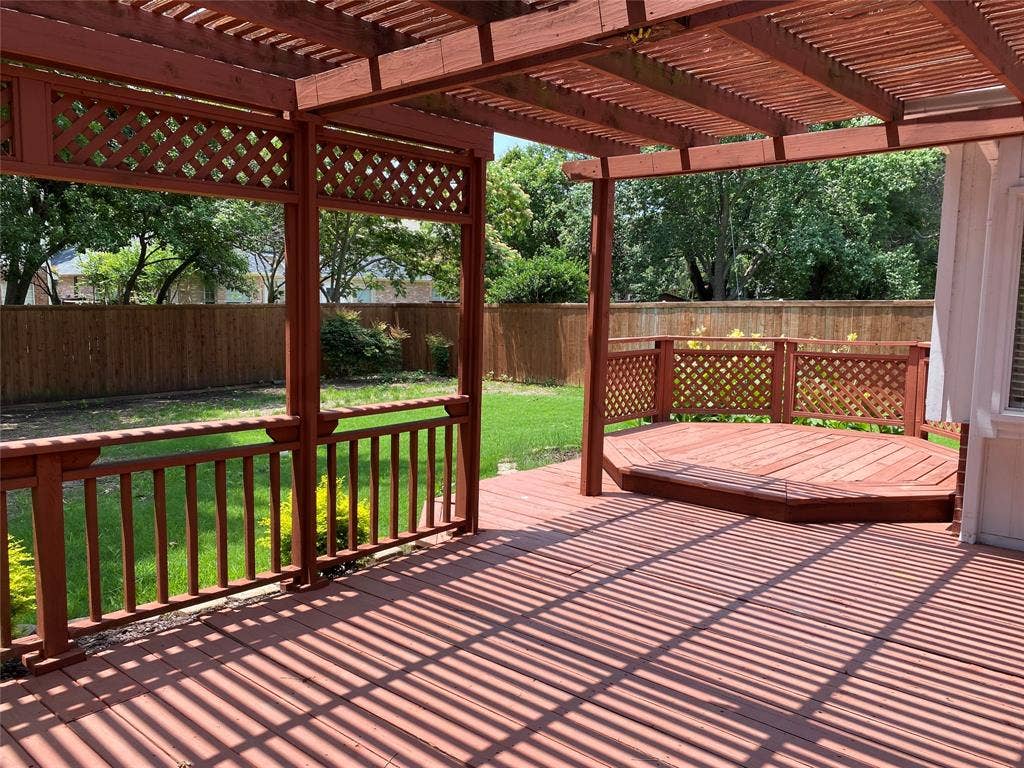 View from back tiered deck to back yard