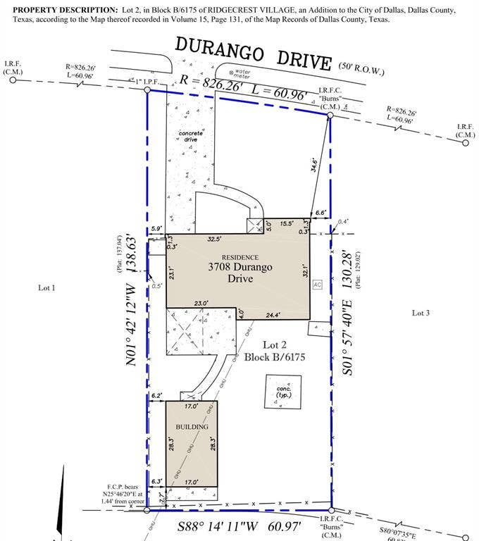 3708 Durango Drive, Dallas, TX 75220 Survey Prior to Demo