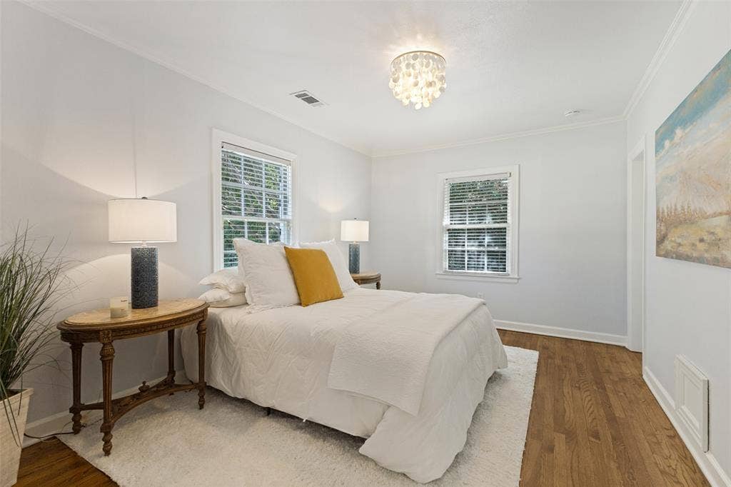 This primary bedroom has its very own ensuite bathroom and walk-in closet.