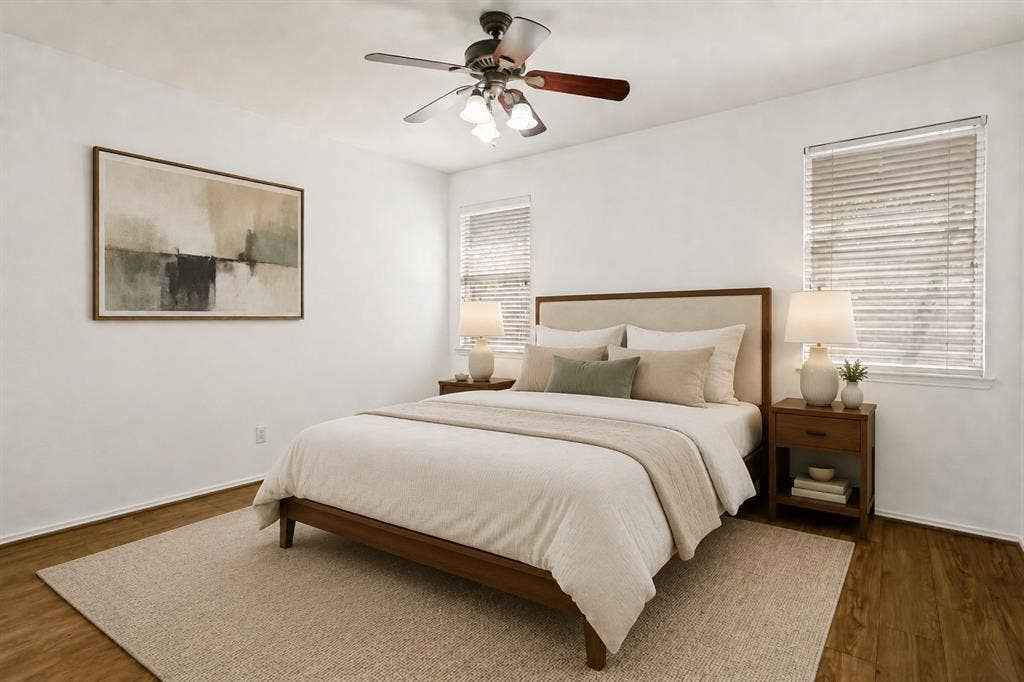 9604 Bull Creek Drive, Plano, TX 75025 Hardwood-style flooring and bright white walls