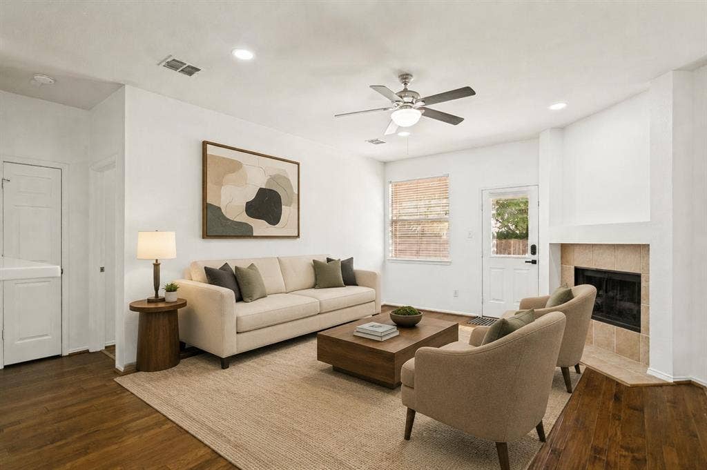 9604 Bull Creek Drive, Plano, TX 75025 Wood-finish flooring throughout, recessed lighting, and a ceiling fan