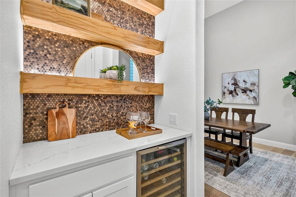 1581 Turnberry Drive, Prosper, TX 75078 Copper penny bar at the butler pantry connecting the kitchen to formal dining or sitting room