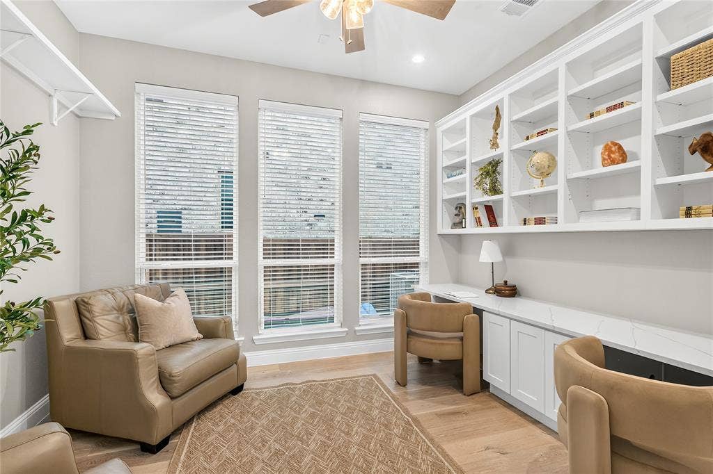 1581 Turnberry Drive, Prosper, TX 75078 Private home office with custom built-in shelving is ideal for remote work