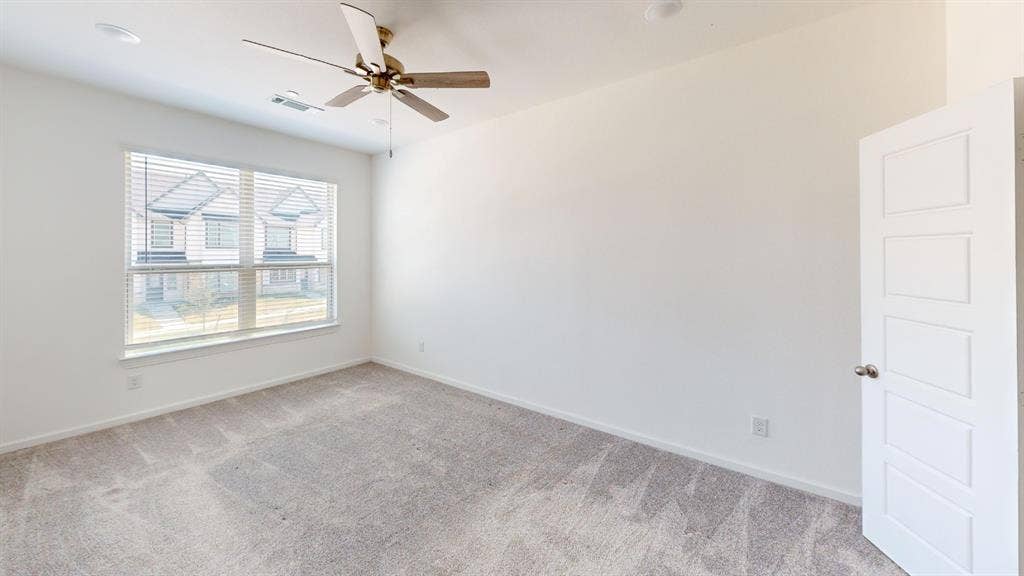 366 Buck Ridge Drive, Frisco, TX 75068 Bright room with carpeted flooring, a large window, a ceiling fan, and recessed lighting