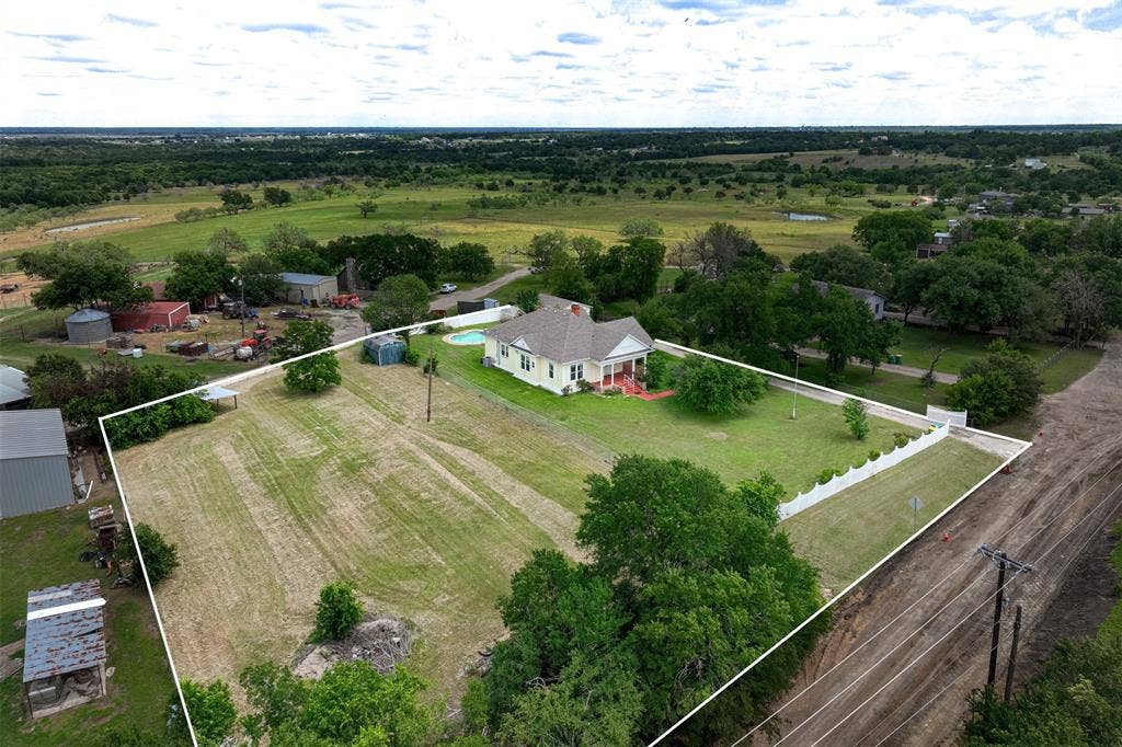 2967 S Old Robinson Road, Robinson, TX 76655 Aerial View of the home, reflecting the home, pool, storage barn building, greenhouse and acreage