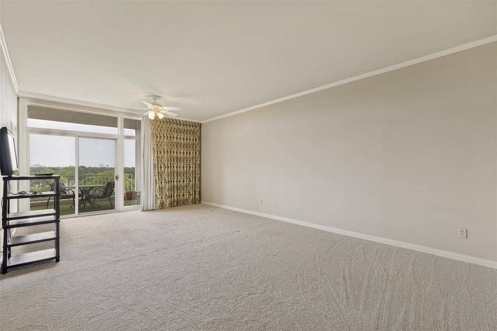 4500 Roland Avenue, #805, Highland Park, TX 75219 Large Primary bedroom has separate balcony entrance with view of Highland Park