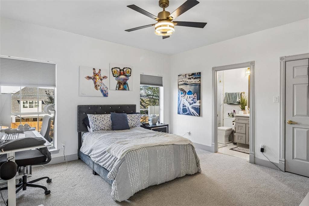 3706 Castle Drive, Rowlett, TX 75089 White wall finishes, recessed lighting, and a contemporary ceiling fan
