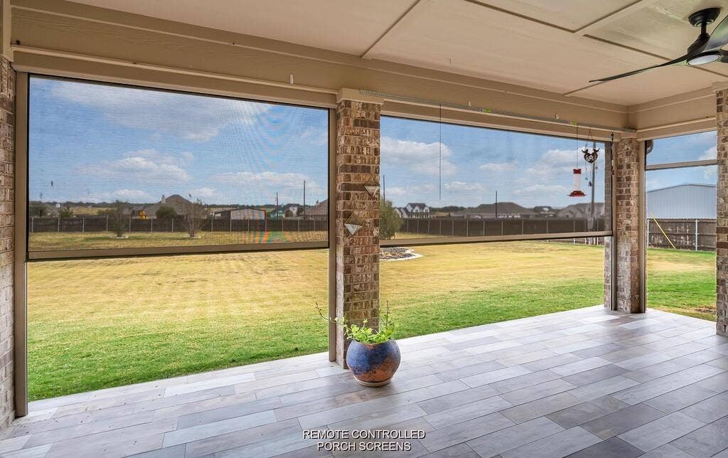 279 Sportsman Drive, Lorena, TX 76655 Covered patio featuring wood-finish flooring and brick columns