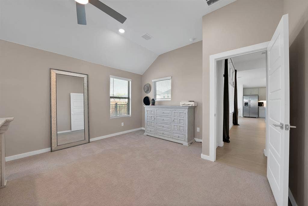 3701 Turpin Drive, Princeton, TX 75071 Vaulted ceiling with recessed lighting and ceiling fan that adorn this primary retreat.