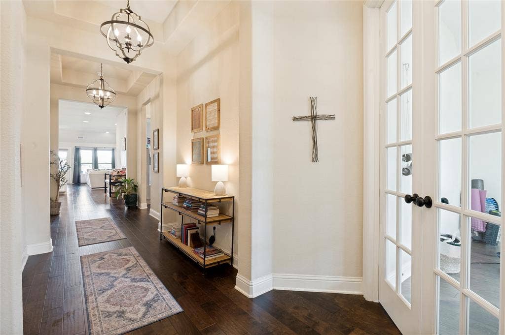 4601 Massey Meadows Way, Midlothian, TX 76065 Entry hall showing the office doors to the right