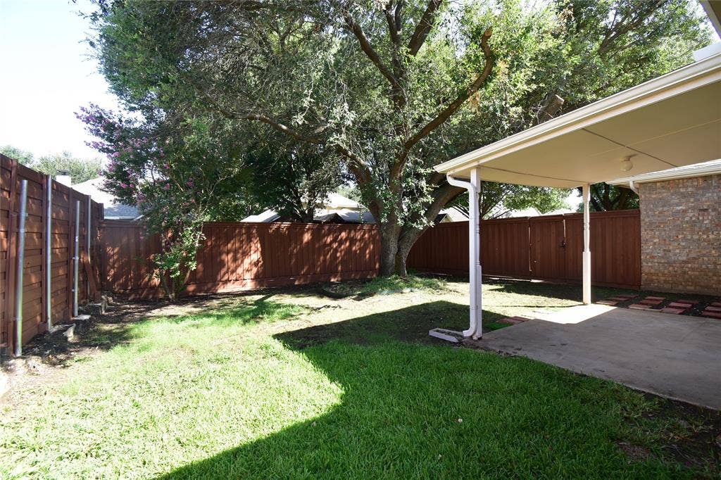 Private back yard with covered patio