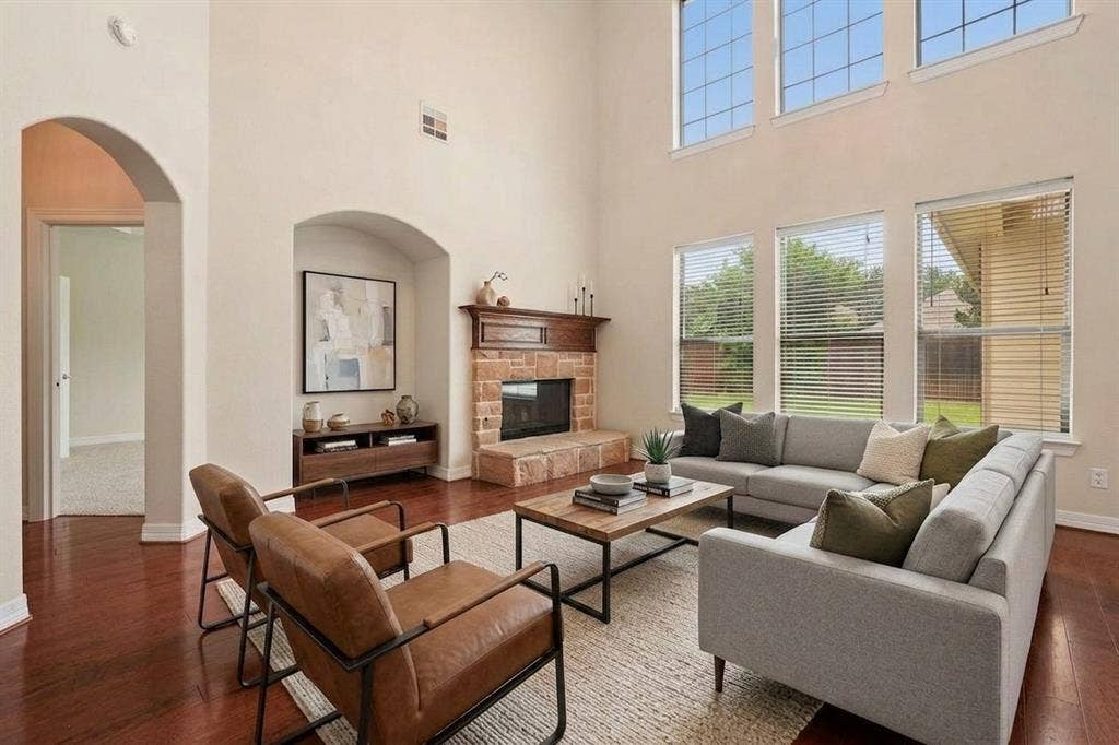 3512 Black Gold Drive, McKinney, TX 75070 Digitally Furnished living room.
