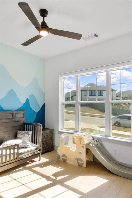 2308 Clancy Drive, Northlake, TX 76247 Recessed lighting, wood-finish flooring, ceiling fan with integrated lighting, expansive window, painted accent wall