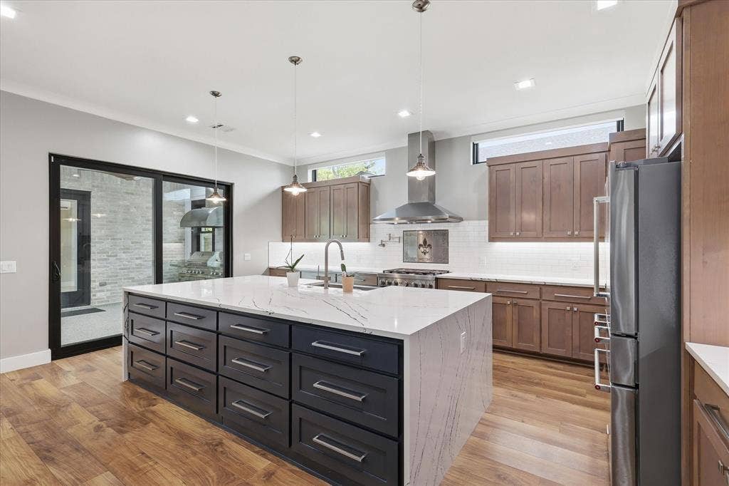 211 Shahan Drive, Shady Shores, TX 76208 View of waterfall island and expanse of drawers