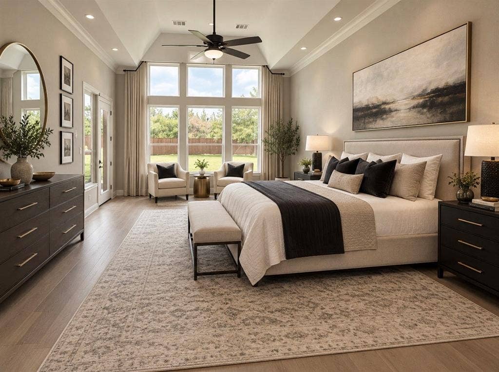 1021 Williams Lane, Copper Canyon, TX 75077 Downstairs Primary Bedroom w/Sitting Area. Virtually Staged.