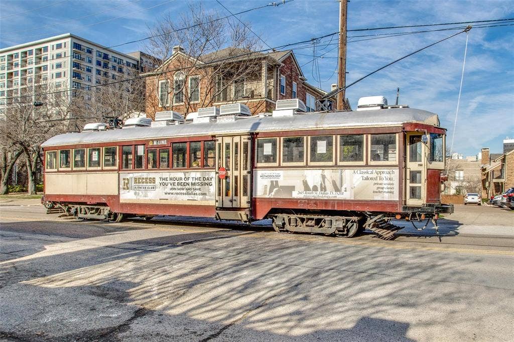2305 Worthington Street, #104, Dallas, TX 75204 McKinney Avenue Trolley services Uptown & Downtown on a loop.