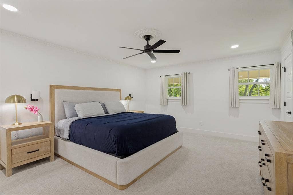 4316 Springbranch Drive, Benbrook, TX 76116 Recessed lighting and a black ceiling fan with ornate medallion