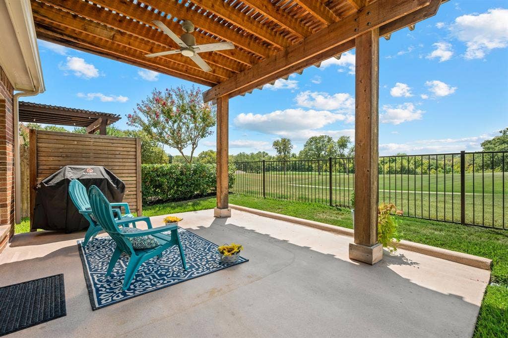 2404 Watercrest Drive, Keller, TX 76248 Beautiful extended patio and pergola overlooking the incredible view of the golf course.