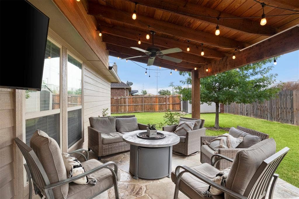 2189 Liriope Lane, Waxahachie, TX 75165 Extended covered patio creates a spacious outdoor living area with room for multiple seating areas.