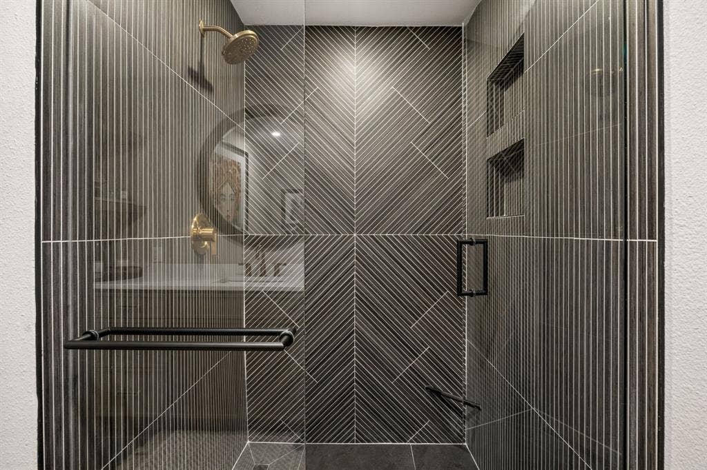 Beautiful walk in shower with glass enclosure