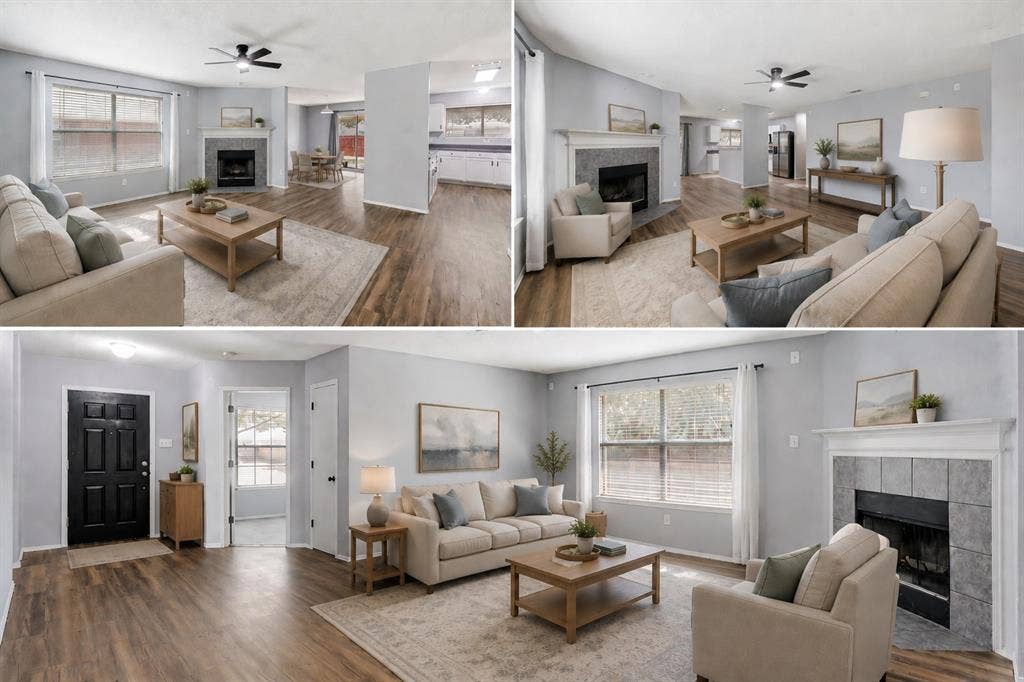 117 Palomino Lane, Krum, TX 76249 Virtually staged living room and open floorplan showing possibilities