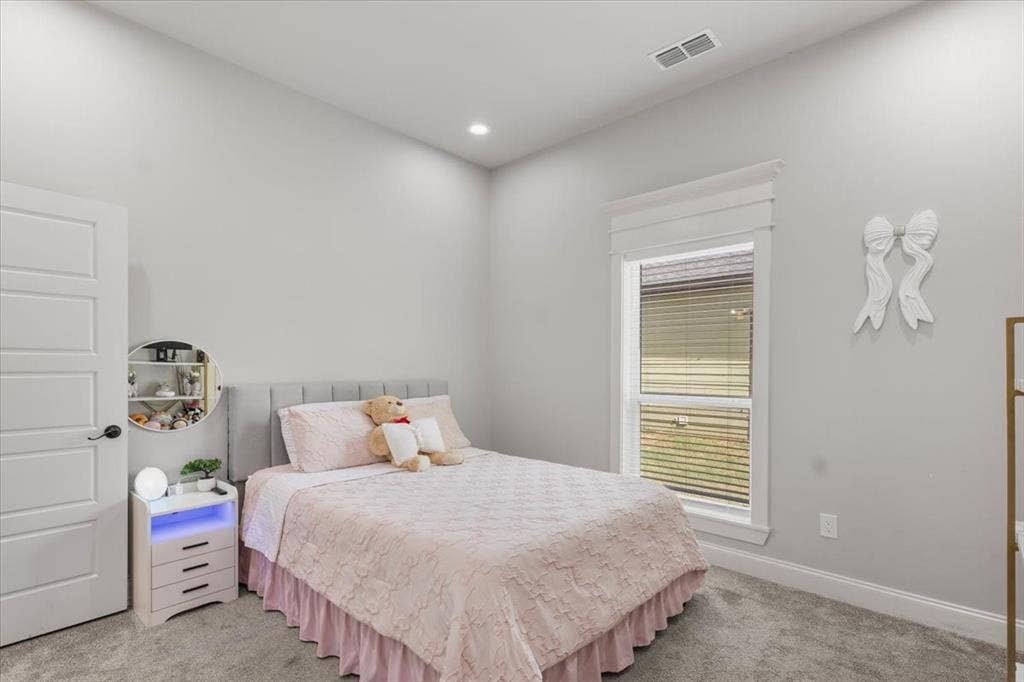 16136 County Road 1134=, Tyler, TX 75709 Recessed lighting, window with blinds, paneled interior door, and grey carpet
