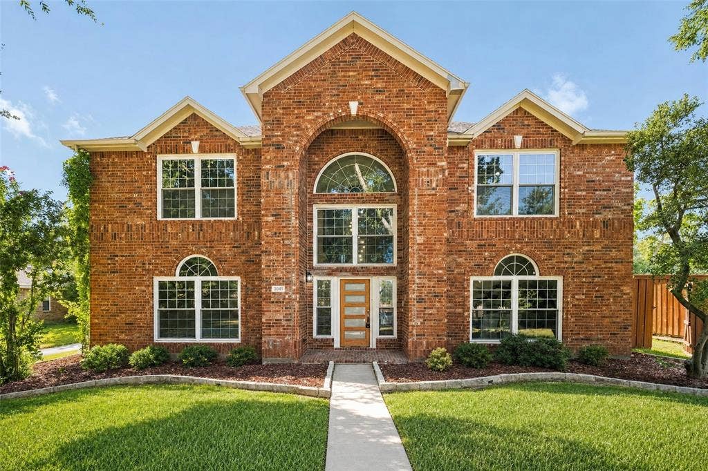 3041 Hillingdon Drive, Richardson, TX 75082 Brick façade with gabled roof lines