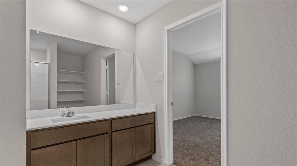 3037 Hidden Valley Drive, Lindale, TX 75771 Dual vanity with a white countertop and rectangular sink