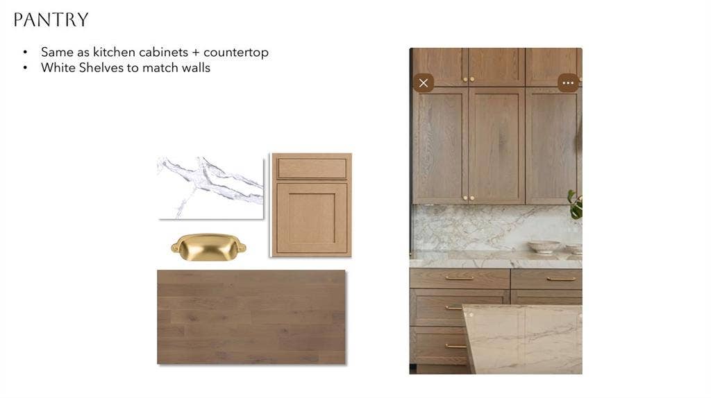 2412 Independence Drive, Anna, TX 75409 Design Specification, Pantry Section. Outlining material and finish selections for the property's pantry area